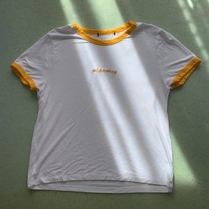 Yellow and white tee